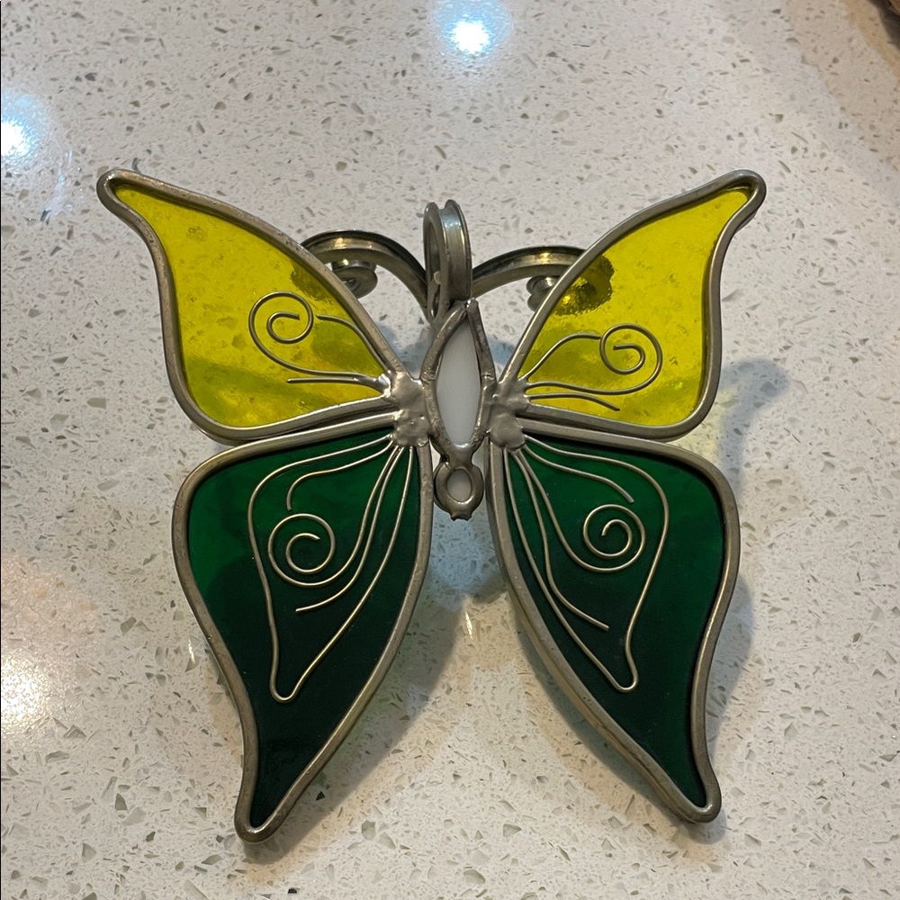 Stained Glass Butterfly - Yellow and Green